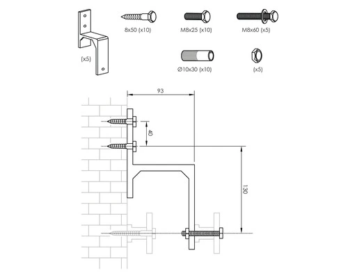 INTERSTEEL Wandsteun Voor Dubbele Schuifdeur Mat Zwart, Set Van 5 Stuks 2 INTERSTEEL Wandsteun Voor Dubbele Schuifdeur Mat Zwart, Set Van 5 Stuks - Afbeelding 2