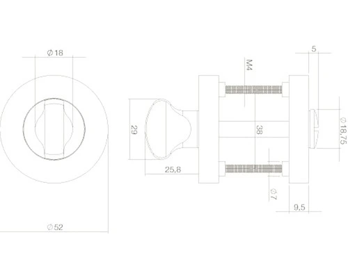 INTERSTEEL Rozet Rond Met WC-/badkamersluiting Zwart Mat 2 INTERSTEEL Rozet Rond Met WC-/badkamersluiting Zwart Mat - Afbeelding 2