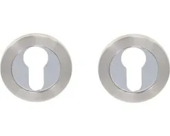 PERTURA Rozet Rond Met Profielcilindergat Bicolor RVS Geborsteld/glans