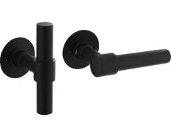 INTERSTEEL Deurkruk Paar L/T-model Op Rozet Zwart Mat