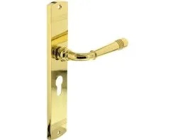 INTERSTEEL Deurkruk Paar Emily Op Schild Met Profielcilindergat PC55 Messing Gelakt