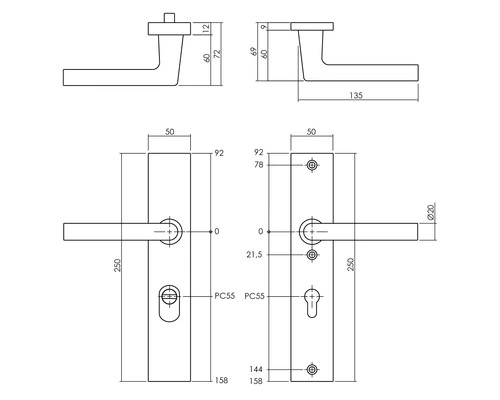INTERSTEEL Veiligheidsbeslag Recht Kruk/kruk PC55 Anti-kerntrek Zwart Mat 2 INTERSTEEL Veiligheidsbeslag Recht Kruk/kruk PC55 Anti-kerntrek Zwart Mat - Afbeelding 2