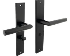 INTERSTEEL Deurkruk Paar Bastian Op Schild Met WC-/badkamersluiting WC63/8 Zwart Mat