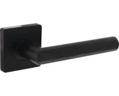 INTERSTEEL Deurkruk Paar Bastian Op Vierkant Rozet Zwart Mat