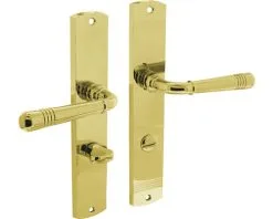 INTERSTEEL Deurkruk Paar Emily Op Schild Met WC-/badkamersluiting WC63/8 Messing Gelakt