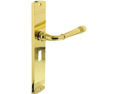 INTERSTEEL Deurkruk Paar Emily Op Schild Met Sleutelgat SL56 Messing Gelakt 1 INTERSTEEL Deurkruk Paar Emily Op Schild Met Sleutelgat SL56 Messing Gelakt