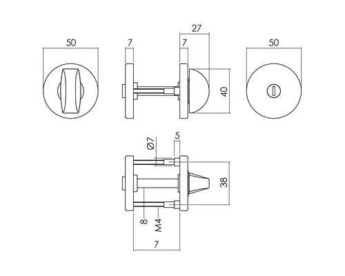 INTERSTEEL Rozet Rond Met WC-/badkamersluiting Zwart Mat 2 INTERSTEEL Rozet Rond Met WC-/badkamersluiting Zwart Mat - Afbeelding 2