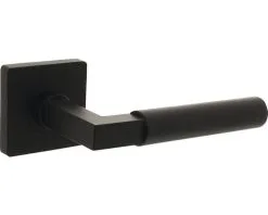 INTERSTEEL Deurkruk Paar Bau-Stil Op Vierkant Rozet Zwart Mat