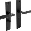 INTERSTEEL Deurkruk Paar Bau-Stil Op Schild Met WC-/badkamersluiting WC63/8 Zwart Mat