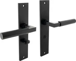 INTERSTEEL Deurkruk Paar Bau-Stil Op Schild Met WC-/badkamersluiting WC63/8 Zwart Mat