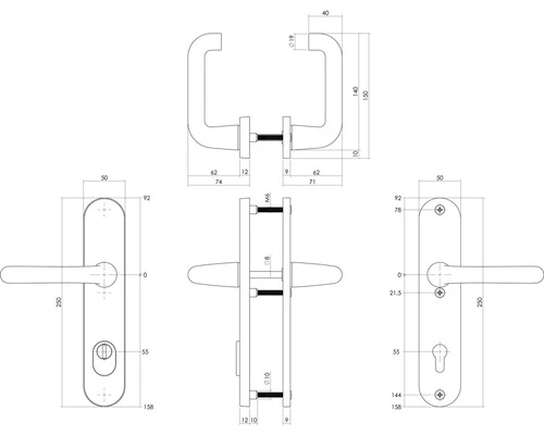 INTERSTEEL Veiligheidsbeslag Ovaal Kruk/kruk PC55 Anti-kerntrek Aluminium F1 2 INTERSTEEL Veiligheidsbeslag Ovaal Kruk/kruk PC55 Anti-kerntrek Aluminium F1 - Afbeelding 2