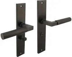 INTERSTEEL Deurkruk Paar Bau-Stil Op Schild Met WC-/badkamersluiting WC63/8 Antraciet