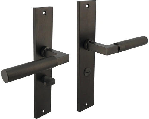 INTERSTEEL Deurkruk Paar Bau-Stil Op Schild Met WC-/badkamersluiting WC63/8 Antraciet 1 INTERSTEEL Deurkruk Paar Bau-Stil Op Schild Met WC-/badkamersluiting WC63/8 Antraciet