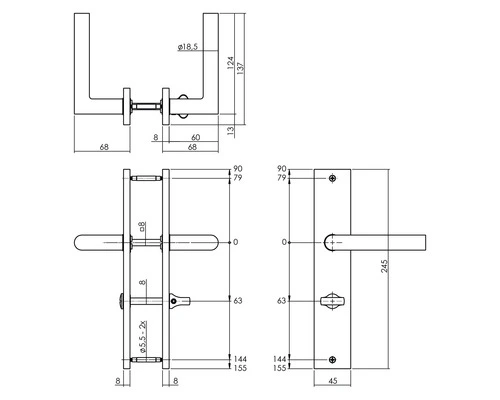 INTERSTEEL Deurkruk Paar Bastian Op Schild Met WC-/badkamersluiting WC63/8 Antraciet 2 INTERSTEEL Deurkruk Paar Bastian Op Schild Met WC-/badkamersluiting WC63/8 Antraciet - Afbeelding 2
