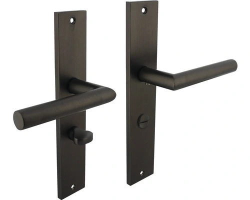 INTERSTEEL Deurkruk Paar Bastian Op Schild Met WC-/badkamersluiting WC63/8 Antraciet 1 INTERSTEEL Deurkruk Paar Bastian Op Schild Met WC-/badkamersluiting WC63/8 Antraciet