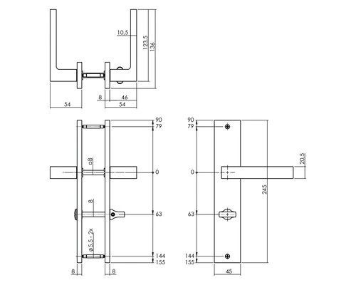 INTERSTEEL Deurkruk Paar Hera Op Schild Met WC-/badkamersluiting WC63/8 Antraciet 2 INTERSTEEL Deurkruk Paar Hera Op Schild Met WC-/badkamersluiting WC63/8 Antraciet - Afbeelding 2