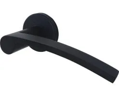 Deurkruk Paar Plat Op Rozet Zwart Mat