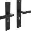 INTERSTEEL Deurkruk Paar Bau-Stil Op Schild Met Sleutelgat SL56 Zwart Mat
