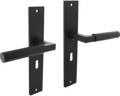INTERSTEEL Deurkruk Paar Bau-Stil Op Schild Met Sleutelgat SL56 Zwart Mat