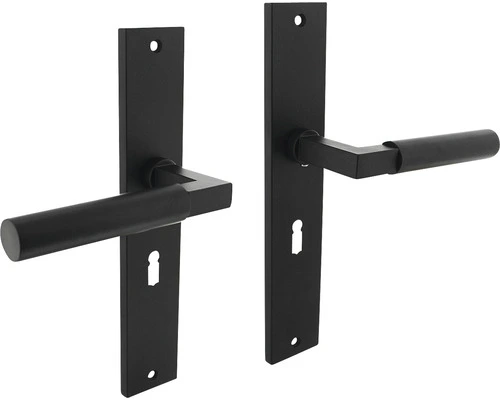 INTERSTEEL Deurkruk Paar Bau-Stil Op Schild Met Sleutelgat SL56 Zwart Mat 1 INTERSTEEL Deurkruk Paar Bau-Stil Op Schild Met Sleutelgat SL56 Zwart Mat