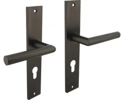 INTERSTEEL Deurkruk Paar Bastian Op Schild Met Profielcilindergat PC72 Antraciet