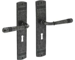 INTERSTEEL Deurkruk Paar Emily Op Schild Met Sleutelgat SL56 Oud Grijs