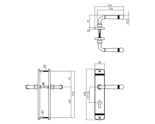 INTERSTEEL Deurkruk Paar Emily Op Schild Met Profielcilindergat PC55 Oud Grijs 2 INTERSTEEL Deurkruk Paar Emily Op Schild Met Profielcilindergat PC55 Oud Grijs - Afbeelding 2