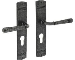 INTERSTEEL Deurkruk Paar Emily Op Schild Met Profielcilindergat PC55 Oud Grijs