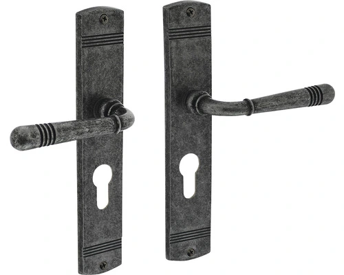 INTERSTEEL Deurkruk Paar Emily Op Schild Met Profielcilindergat PC55 Oud Grijs 1 INTERSTEEL Deurkruk Paar Emily Op Schild Met Profielcilindergat PC55 Oud Grijs