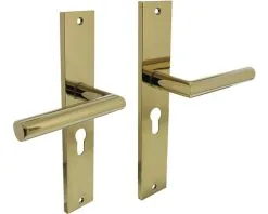 INTERSTEEL Deurkruk Paar Bastian Op Schild Met Profielcilindergat PC55 Messing Titaan PVD