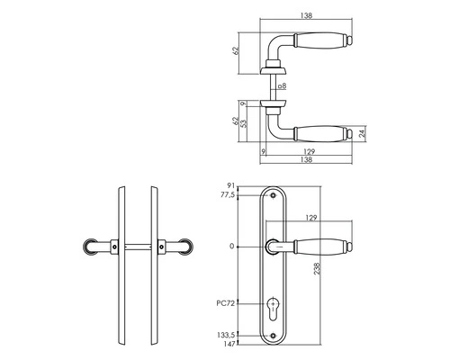 INTERSTEEL Deurkruk Paar Courgette Op Schild Met Profielcilindergat PC72 Chroom Mat 2 INTERSTEEL Deurkruk Paar Courgette Op Schild Met Profielcilindergat PC72 Chroom Mat - Afbeelding 2