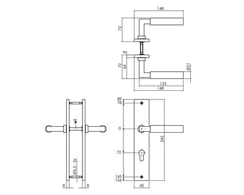 INTERSTEEL Deurkruk Paar Bau-Stil Op Schild Met Profielcilindergat PC72 Antraciet 2 INTERSTEEL Deurkruk Paar Bau-Stil Op Schild Met Profielcilindergat PC72 Antraciet - Afbeelding 2