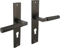 INTERSTEEL Deurkruk Paar Bau-Stil Op Schild Met Profielcilindergat PC72 Antraciet