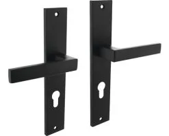 INTERSTEEL Deurkruk Paar Hera Op Schild Met Profielcilindergat PC72 Zwart Mat