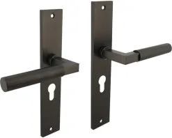 INTERSTEEL Deurkruk Paar Bau-Stil Op Schild Met Profielcilindergat PC55 Antraciet