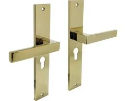 INTERSTEEL Deurkruk Paar Hera Op Schild Met Profielcilindergat PC55 Messing Titaan PVD