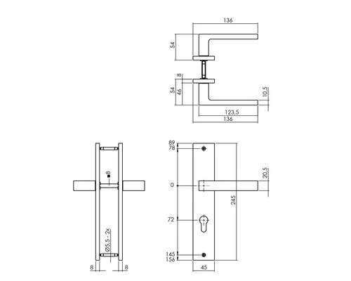 INTERSTEEL Deurkruk Paar Hera Op Schild Met Profielcilindergat PC72 Antraciet 2 INTERSTEEL Deurkruk Paar Hera Op Schild Met Profielcilindergat PC72 Antraciet - Afbeelding 2