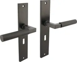 INTERSTEEL Deurkruk Paar Bau-Stil Op Schild Met Sleutelgat SL56 Antraciet