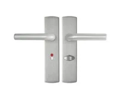 AXA Deurkruk Paar Curve Klik Met Kruk L Op Schild Met WC-/badkamersluiting WC63/8 Aluminium F1