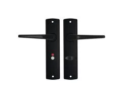 AXA Deurkruk Paar Curve Met Kruk Duim Op Schild Met WC-/badkamersluiting WC63/8 Zwart