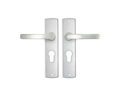 AXA Deurkruk Paar Curve Met Kruk Blok Op Schild Met Profielcilindergat PC55 Aluminium F1