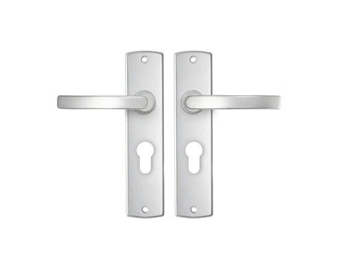 AXA Deurkruk Paar Curve Met Kruk Blok Op Schild Met Profielcilindergat PC55 Aluminium F1 1 AXA Deurkruk Paar Curve Met Kruk Blok Op Schild Met Profielcilindergat PC55 Aluminium F1