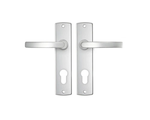 AXA Deurkruk Paar Curve Met Kruk Blok Op Schild Met Profielcilindergat PC72 Aluminium F1 1 AXA Deurkruk Paar Curve Met Kruk Blok Op Schild Met Profielcilindergat PC72 Aluminium F1