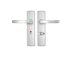 AXA Deurkruk Paar Curve Met Kruk Blok Op Schild Met WC-/badkamersluiting WC63/8 Aluminium F1