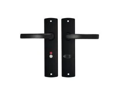 Sloten Verkoopwinkel 20 AXA Deurkruk Paar Curve Met Kruk Blok Op Schild Met WC-/badkamersluiting WC63/8 Zwart