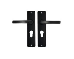 AXA Deurkruk Paar Curve Met Kruk Blok Op Schild Met Profielcilindergat PC55 Zwart