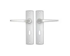 AXA Deurkruk Paar Curve Met Kruk Duim Op Schild Met Sleutelgat SL55 Aluminium F1