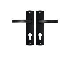 AXA Deurkruk Paar Curve Met Kruk Blok Op Schild Met Profielcilindergat PC72 Zwart