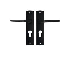 AXA Deurkruk Paar Curve Met Kruk Duim Op Schild Met Profielcilindergat PC55 Zwart