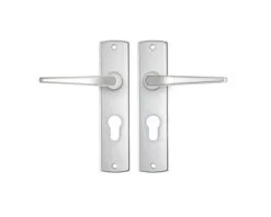 AXA Deurkruk Paar Curve Met Kruk Duim Op Schild Met Profielcilindergat PC55 Aluminium F1